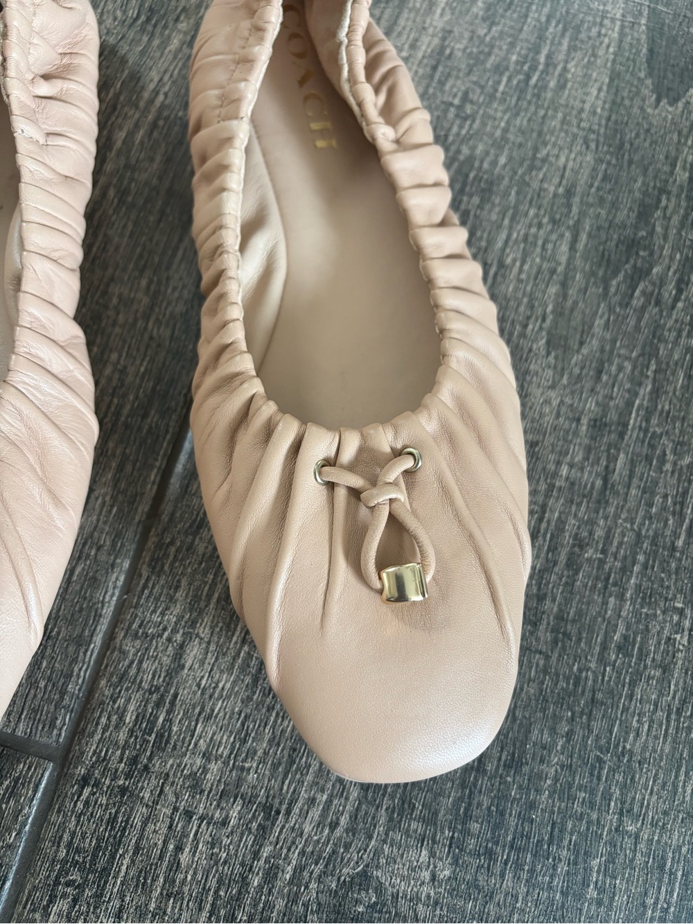 Coach / Eleanor leather ballet flats Pink Beige - Picture 4 of 6